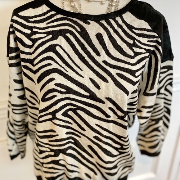 Trouvé Zebra Print Faux Leather Knit Sweater Sz S - Picture 8 of 8